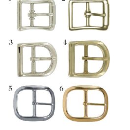 A set of four Handmade Leather Side Clip Suspenders on a white background.