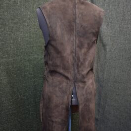 back part of a Suede Strider Jerkin on a mannequin - renaissance clothing - renaissance clothing men - renaissance clothing women - renaissance clothing near me - renaissance art clothing - renaissance era clothing - renaissance costume ideas