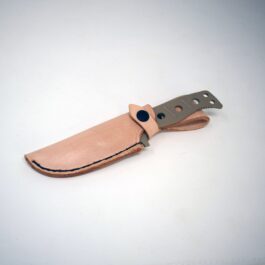 a Benchmade Fixed Adamas knife with a Handmade Leather Sheath attached to it.