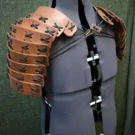 The back of a mannequin with Samurai Style Shoulder Armor.
