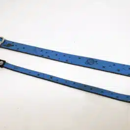 a blue Leather Cat Collar with stars on it.