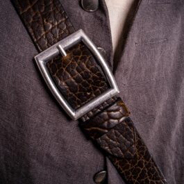 close up of a Bison Leather Baldric - renaissance clothing - renaissance clothing men - renaissance clothing women - renaissance clothing near me - renaissance costume ideas - sword baldrics - baldrics leather - baldric belt