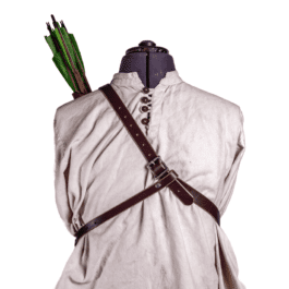 A man in a white shirt with a Ranger Back Quiver on his shoulder.