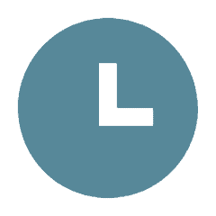 a blue circle with the letter l in it.