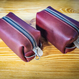 2 small bags made out of football leather