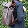Bison Leather Roll Top Rucksack