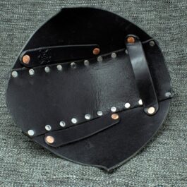 a Riveted Leather Back Of the Head Protection with metal rivets on it.