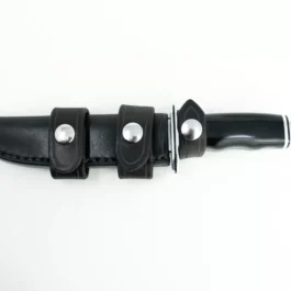 A Handmade Leather Sheath for the Buck 119 on a white background.