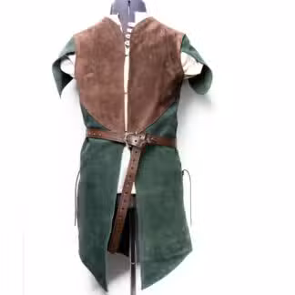 A Suede Elven Jerkin with a brown belt.
