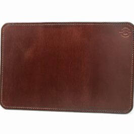 A Handmade Leather Mouse Pad on a white background.