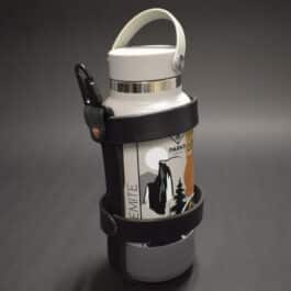 a white and black Water Bottle Holster with a handle.