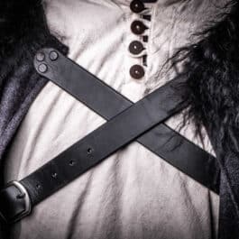 close up of the strap of a Northerner Cloak on a mannequin - renaissance clothing - renaissance clothing men - renaissance clothing women - renaissance clothing near me - renaissance art clothing - renaissance era clothing - renaissance costume ideas