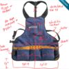 a picture of a blue Custom Apron with measurements.