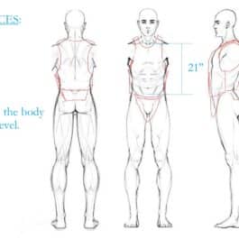 A drawing of a Custom Armor with measurements.