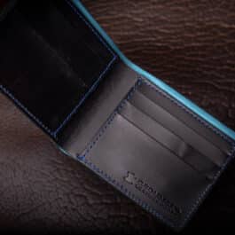 Blue Shell Cordovan Bifold Wallet With Black Buttero Interior - renaissance clothing - renaissance clothing men - renaissance clothing women - renaissance clothing near me - renaissance costume ideas - sword baldrics - baldrics leather - baldric belt