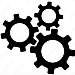 two black gears on a white background.