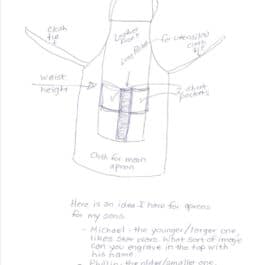 a drawing of a Custom Apron with instructions.