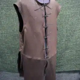 a brown Deerskin Ranger Jerkin on a mannequin - renaissance clothing - renaissance clothing men - renaissance clothing women - renaissance clothing near me - renaissance art clothing - renaissance era clothing - renaissance costume ideas
