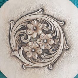 a drawing of flowers on a Custom Lederhosen Suspenders.