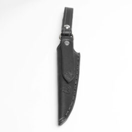 A leather sheath for the benchmade raghorn with a vertical belt loop
