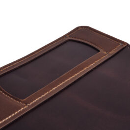 a brown leather mat on a white background