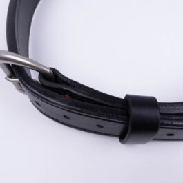 A black Leather belt on a white background