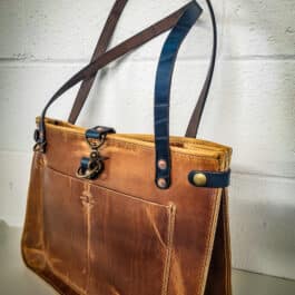 The "Solvang" Tote sitting on top of a table.