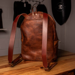 A light brown backpack
