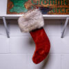 Bison Leather Christmas Stocking with Reindeer Fur