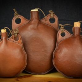 Handmade Leather Water Bottle - Round Shape
